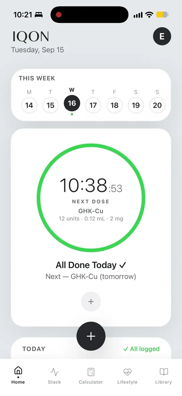 IQONIC daily protocol schedule